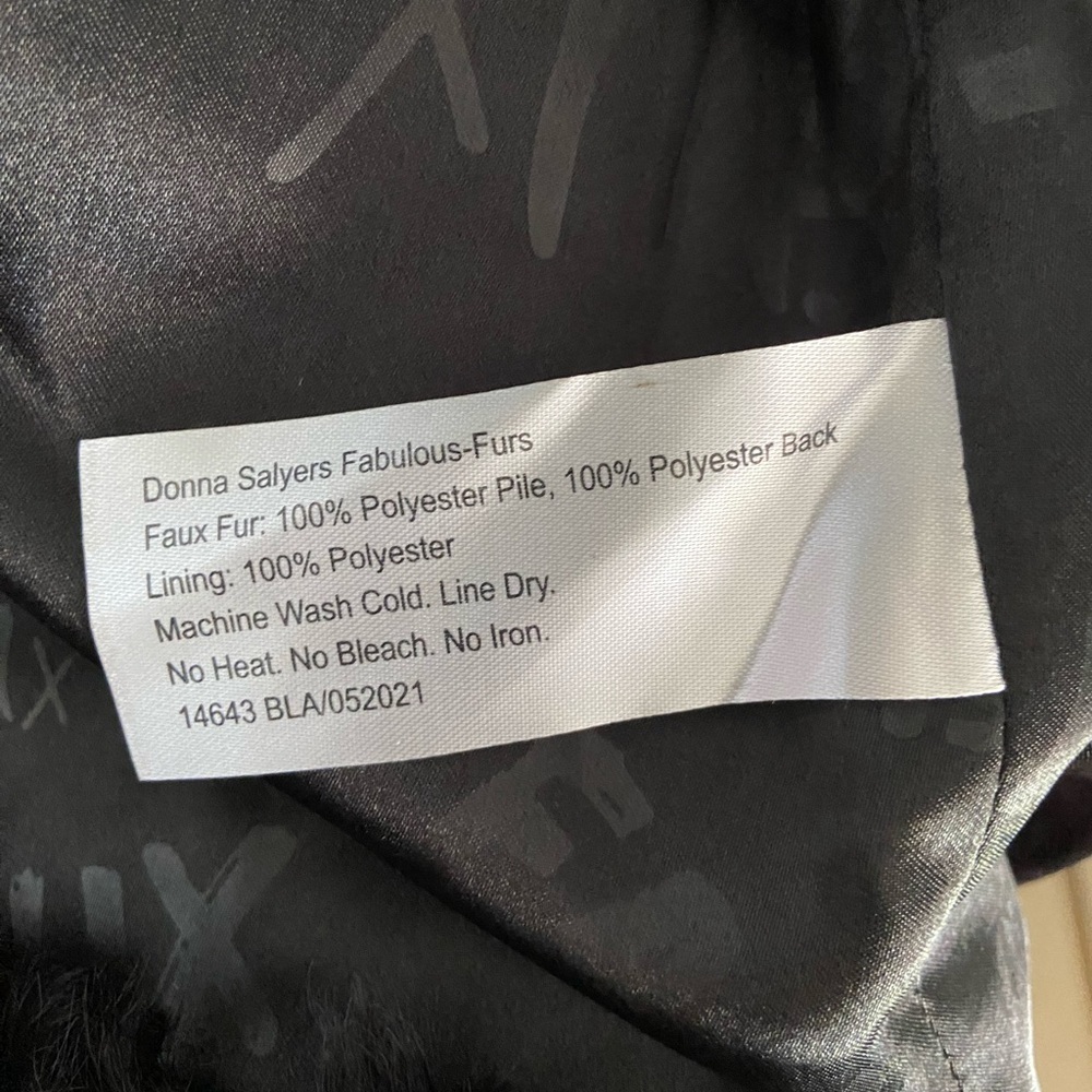 DONNA SALYERS Fabulous Furs Luxury Faux Fur Black “Lamb” Jacket L - Picture 5 of 10